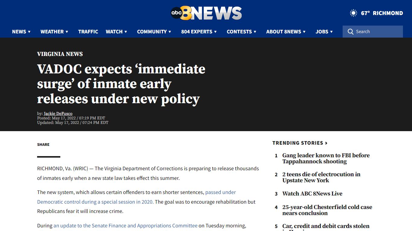 VADOC expects ‘immediate surge’ of inmate early releases under new ...